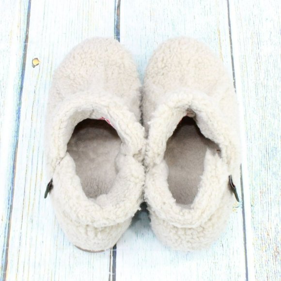 LL Bean Tan Wool Slip On Cozy Pile Fleece Lined Slipper Booties Size 8 M - Picture 7 of 9